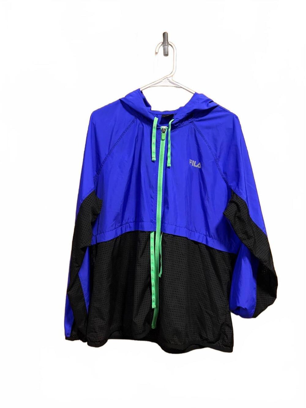 Fila Sport Purple Black Colorblock Hooded Windbreaker XL